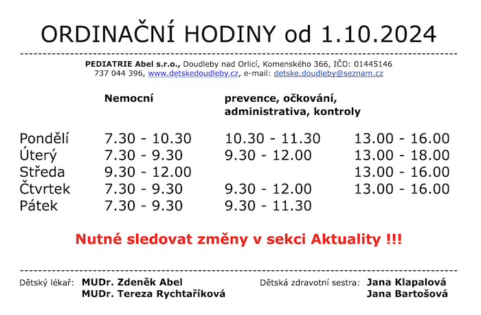 ordinační hodiny